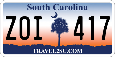 SC license plate ZOI417
