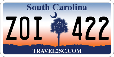 SC license plate ZOI422