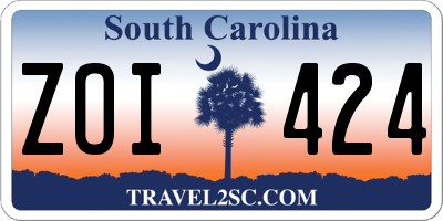 SC license plate ZOI424