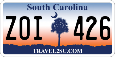 SC license plate ZOI426