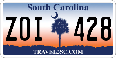 SC license plate ZOI428