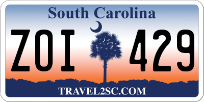 SC license plate ZOI429