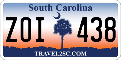 SC license plate ZOI438