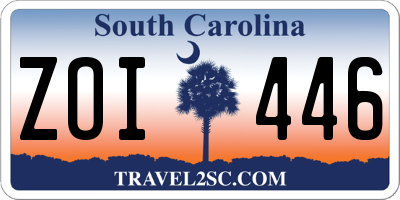 SC license plate ZOI446