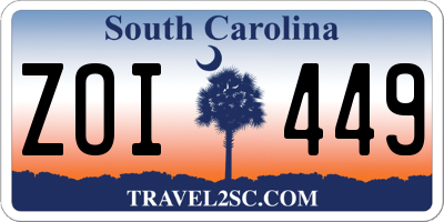 SC license plate ZOI449