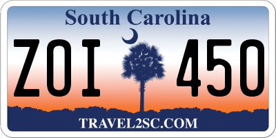 SC license plate ZOI450