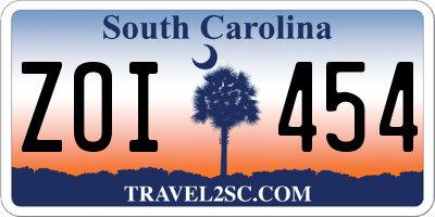 SC license plate ZOI454