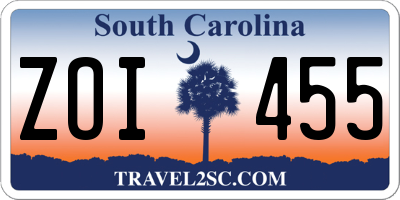 SC license plate ZOI455