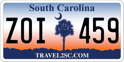 SC license plate ZOI459