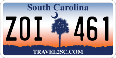 SC license plate ZOI461