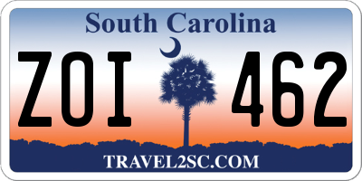 SC license plate ZOI462