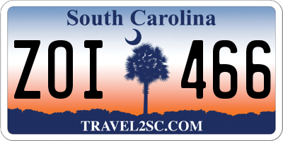 SC license plate ZOI466