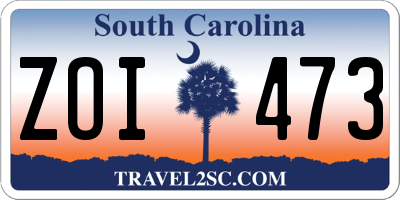 SC license plate ZOI473