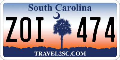 SC license plate ZOI474