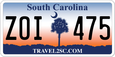 SC license plate ZOI475
