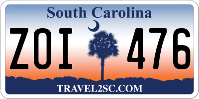 SC license plate ZOI476