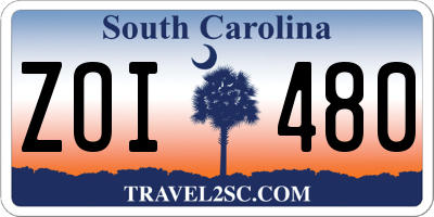 SC license plate ZOI480