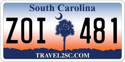 SC license plate ZOI481