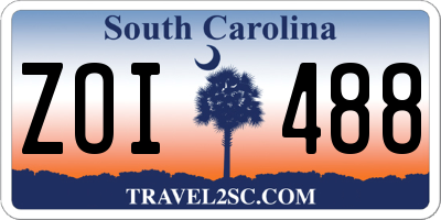 SC license plate ZOI488