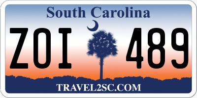 SC license plate ZOI489