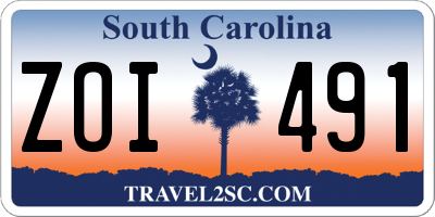 SC license plate ZOI491