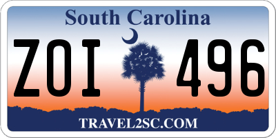 SC license plate ZOI496