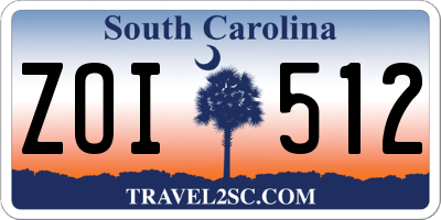 SC license plate ZOI512