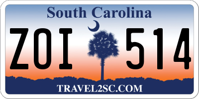 SC license plate ZOI514