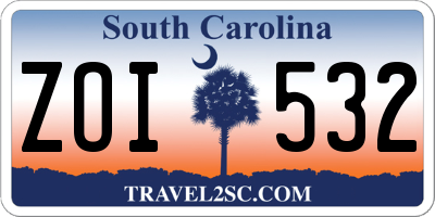 SC license plate ZOI532