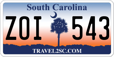 SC license plate ZOI543