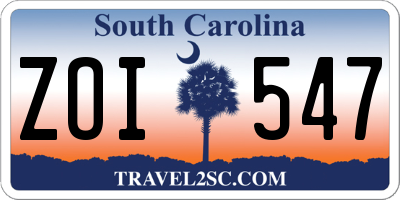 SC license plate ZOI547