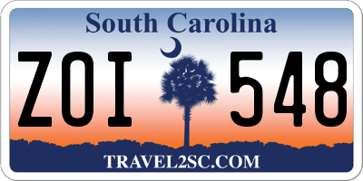SC license plate ZOI548