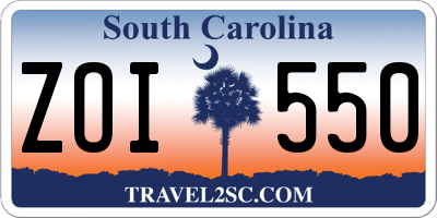 SC license plate ZOI550