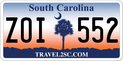 SC license plate ZOI552