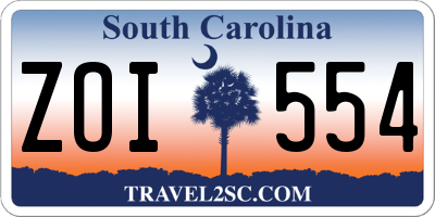 SC license plate ZOI554