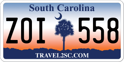 SC license plate ZOI558