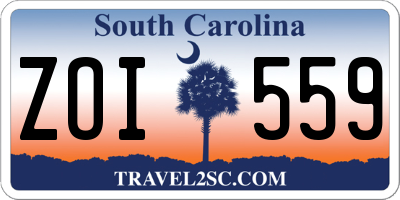 SC license plate ZOI559