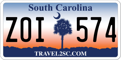 SC license plate ZOI574