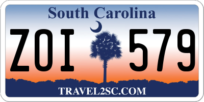 SC license plate ZOI579