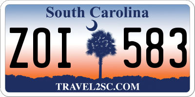 SC license plate ZOI583
