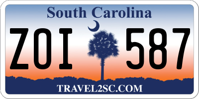 SC license plate ZOI587