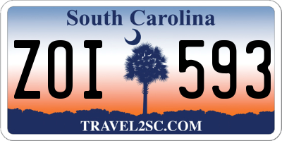 SC license plate ZOI593