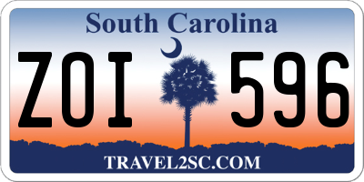 SC license plate ZOI596