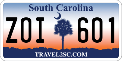 SC license plate ZOI601