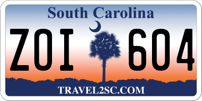 SC license plate ZOI604