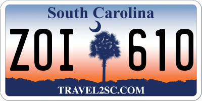 SC license plate ZOI610