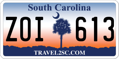 SC license plate ZOI613
