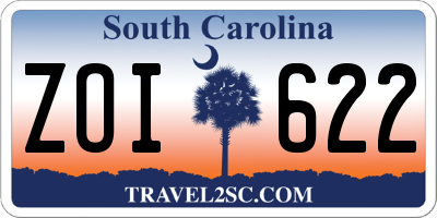 SC license plate ZOI622