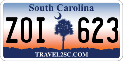 SC license plate ZOI623
