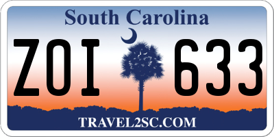 SC license plate ZOI633